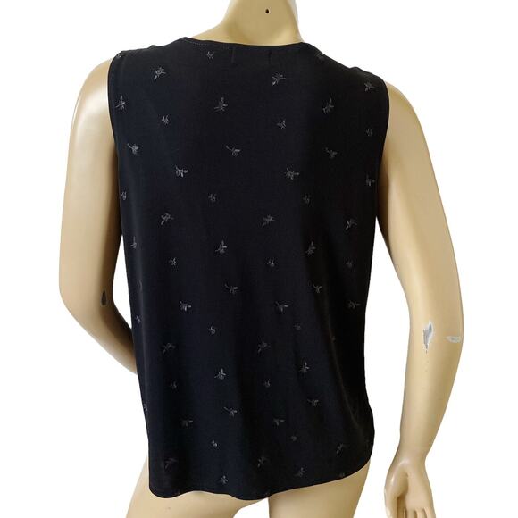 LIZ CLAIBORNE Collection Womens Size XL Black Sleeveless Embroidered Tank Shirt - Picture 4 of 6